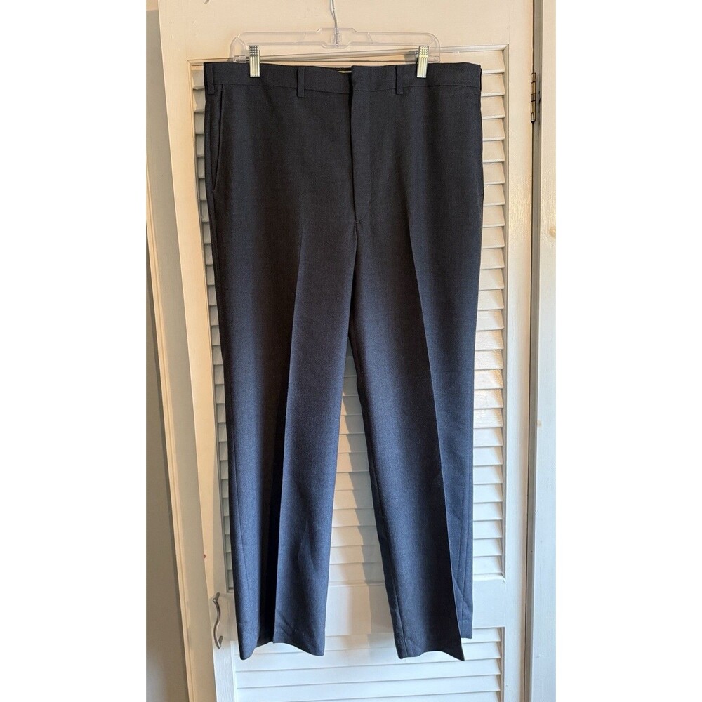 VTG Haggar Men's Dress Pants Wool Blend Slate Blue 38x30 Machine Wash Classic